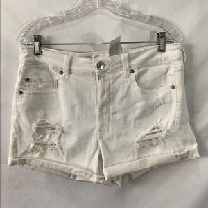 American Eagle Distressed White Denim Shorts